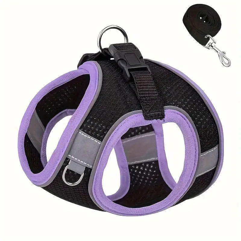 Pet harness and leash set for walking