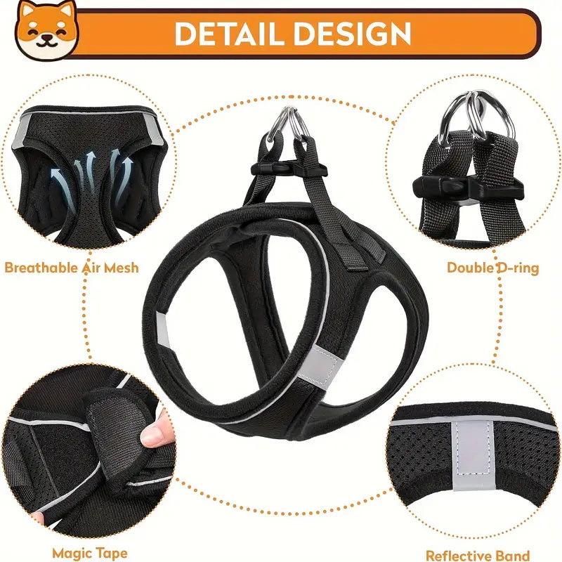 Pet harness and leash set for walking