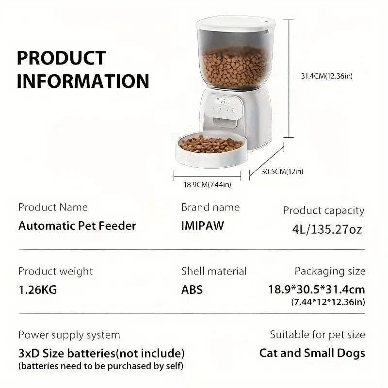 4L Automatic pet feeder